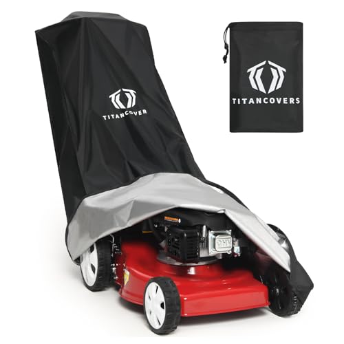 TitanCovers Rasenmäherabdeckung mit PA-Beschichtung & doppeltem Kordelzug & Aufbewahrungstasche, strapazierfähiges 600D Polyester Oxford Push Mower Abdeckung, wasserdichte Rasenmäherabdeckungen für TitanCovers Rasenmäherabdeckung mit PA-Beschichtung & doppeltem Kordelzug & Aufbewahrungstasche, strapazierfähiges 600D Polyester Oxford Push Mower Abdeckung, wasserdichte Rasenmäherabdeckungen für von Titan Covers