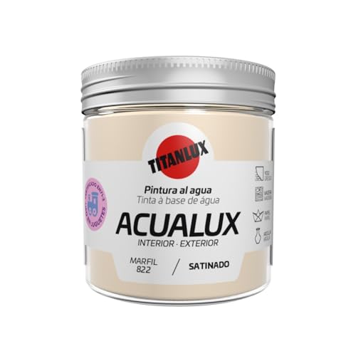 TITANLUX Acualux Acrylfarbe, Multihaftend, Satin, Elfenbein, 75 ml von TitanLux