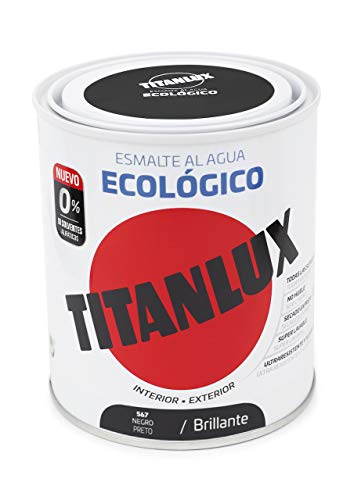 Titanlux Wasserlack, umweltfreundlich, glänzend, Schwarz, 750 ml (Ref. 00T056734) von TitanLux