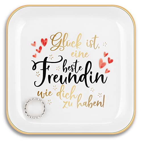 Titanape Geschenke für Freundin, Gluck ist, eine beste freundin wie dich zu haben Schmuckaufbewahrung Keramik Schmuckschale, Geschenke für Beste Freundin, BFF, Schwester, Kollegen, Frauen von Titanape