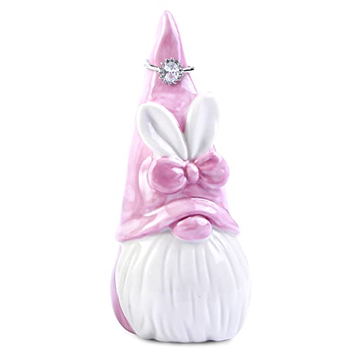 Titanape Osterdeko Rosa Hase Wichtel mit Schleifen, Kawaii Deko Frühling Osterhase Deko, Neuheit Wichtel Ringhalter Geschenke für Frauen Geburtstag Muttertag Hochzeit von Titanape