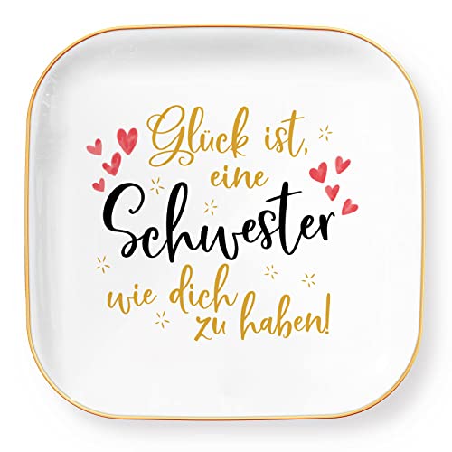 Titanape Schwester Geschenk, Gluck ist, eine schwester wie dich zu haben Schmuckschale Schmuckaufbewahrung, Geschenke für Schwester Geburtstag, Hochzeit, Weihnachten, Schulabschluss von Titanape