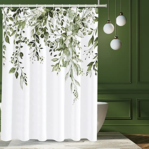 Tititex Duschvorhang-Set, Olivengrün, Eukalyptus, Aquarellblätter auf der Oberseite, Pflanze mit floraler Badezimmerdekoration, 183 x 183 cm, mit Haken Tititex Duschvorhang-Set, Olivengrün, Eukalyptus, Aquarellblätter auf der Oberseite, Pflanze mit floraler Badezimmerdekoration, 183 x 183 cm, mit Haken von Tititex