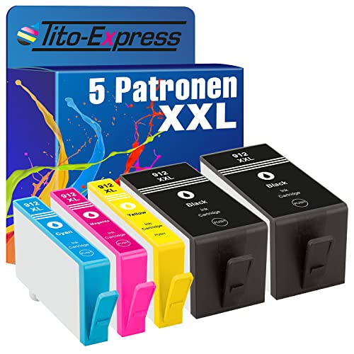 Tito-Express 5 Druckerpatronen kompatibel mit HP 912XL für OfficeJet 8022e 8010 Pro 8012 8012e 8013 8014 8014e 8015 8015e 8017 8022 8023 8024 8024e 8025e 8025 aus der PlatinumSerie von Tito-Express