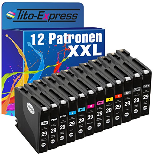 Tito-Express PlatinumSerie 12 Patronen XXL kompatibel mit Canon PGI-29 Pixma Pro 1 von Tito-Express