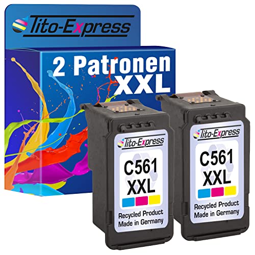Tito-Express PlatinumSerie 2er Set Patronen XXL kompatibel mit Canon CL-561XL CL561XL Color je 24ml | 190% mehr Inhalt! | Canon Pixma TS 5300 Series 5350 5350 Series 5351 5352 5353 7400 von Tito-Express