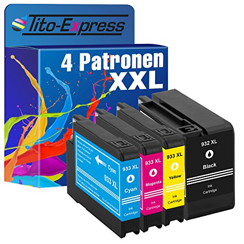 Tito-Express 4X Druckerpatronen kompatibel mit HP 932 XL 933 XL für Officejet 6600 6700 7510 7612 7110 7610 6110 Wide Format Premium Multipack (schwarz, Cyan, Magenta, Yellow, 4er-Pack) von Tito-Express
