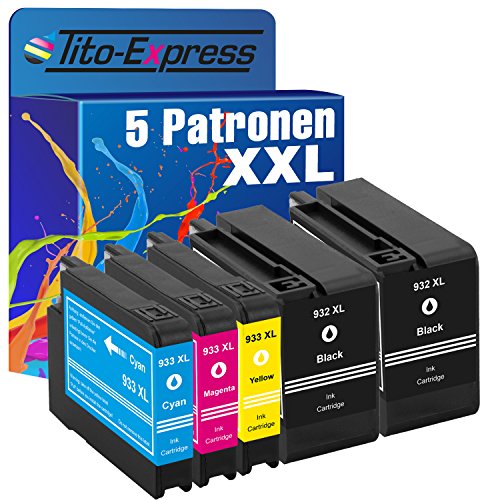 Tito-Express 5X Patrone XXL kompatibel mit HP 932 XL & 933 XL | Geeignet für HP OfficeJet 6700 Premium 7510 7612 7610 7110 WF 6600 7600 Series 6100 E 6600 von Tito-Express