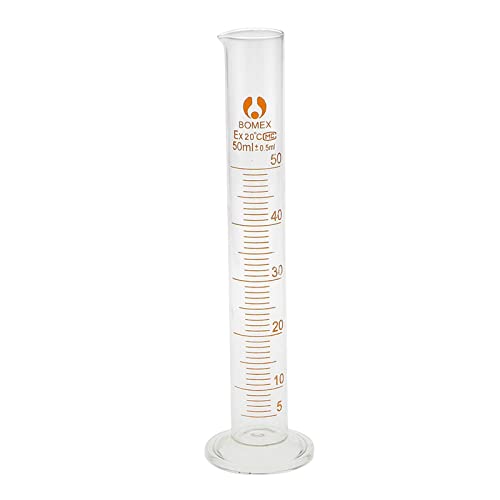 Tiuimk 50 ml Glas-Messzylinder | transparent | Klasse A | Laborqualität | Borosilikatglas von Tiuimk