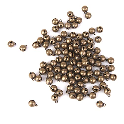 Tiuimk Mini-Glöckchen, 6 mm, bronzefarben, Metall, Messing, Zubehör zur Schmuckherstellung von Tiuimk