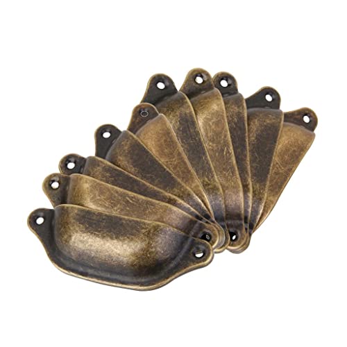 Tiuimk Schubladengriffe in Muschelform, antikes Messing, 98 x 34 mm, 10 Stück von Tiuimk