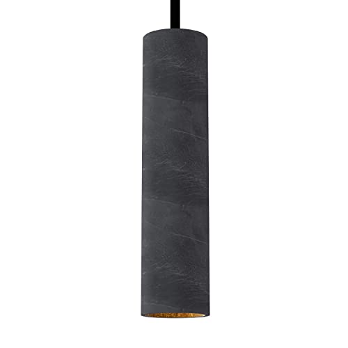 Betoniq Pendelleuchte Beton modern groß NARA27 außen schwarz innen gold - Industrial Design Betonlampe Hängelampe mit LED Glühbirne und Fassung GU10 - Hängeleuchten & Pendelleuchten in Betonoptik von Tivendis