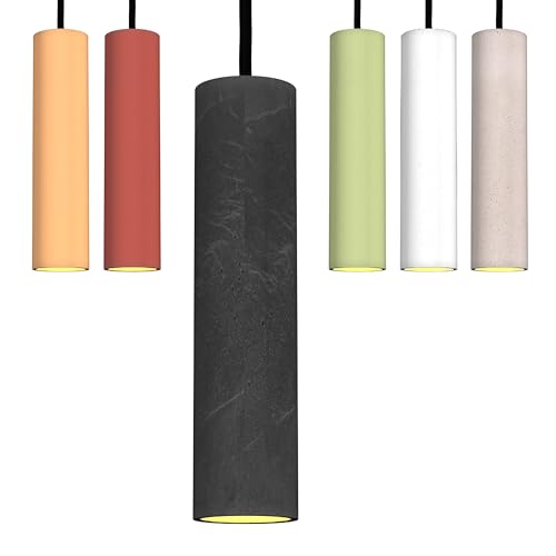 Betoniq Pendelleuchte Beton modern groß NARA27 außen schwarz innen kupfer - Industrial Design Betonlampe Hängelampe mit LED Glühbirne und Fassung GU10 - Hängeleuchten & Pendelleuchten in Betonoptik von Tivendis