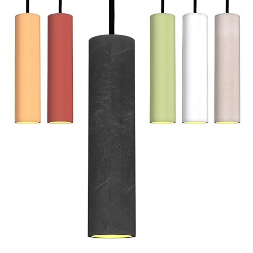 Betoniq Pendelleuchte Beton modern groß NARA27 außen schwarz innen silber - Industrial Design Betonlampe Hängelampe mit LED Glühbirne und Fassung GU10 - Hängeleuchten & Pendelleuchten in Betonoptik von Tivendis