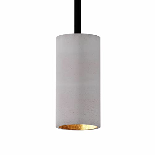 Betoniq Pendelleuchte Beton modern klein NARA13 außen grau innen gold - Industrial Design Betonlampe Hängelampe mit LED Glühbirne und Fassung GU10 - Hängeleuchten & Pendelleuchten in Betonoptik von Tivendis