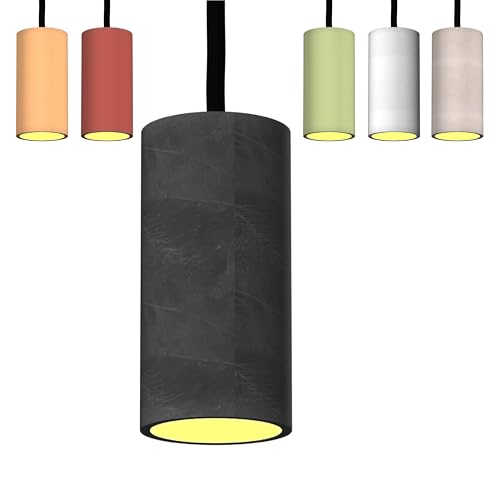 Betoniq Pendelleuchte Beton modern klein NARA13 außen schwarz innen schwarz - Industrial Design Betonlampe Hängelampe mit LED Glühbirne und Fassung GU10 - Hängeleuchten & Pendelleuchten in Betonoptik von Tivendis