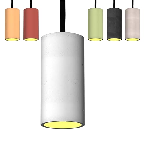 Betoniq Pendelleuchte Beton modern klein NARA13 außen weiss innen kupfer - Industrial Design Betonlampe Hängelampe mit LED Glühbirne und Fassung GU10 - Hängeleuchten & Pendelleuchten in Betonoptik von Tivendis