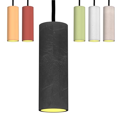 Betoniq Pendelleuchte Beton modern mittel NARA20 außen schwarz innen gold - Industrial Design Betonlampe Hängelampe mit LED Glühbirne und Fassung GU10 - Hängeleuchten & Pendelleuchten in Betonoptik von Tivendis