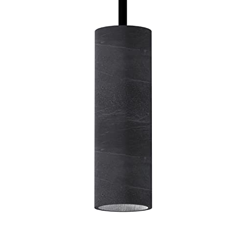 Betoniq Pendelleuchte Beton modern mittel NARA20 außen schwarz innen silber - Industrial Design Betonlampe Hängelampe mit LED Glühbirne und Fassung GU10 - Hängeleuchten & Pendelleuchten in Betonoptik von Tivendis