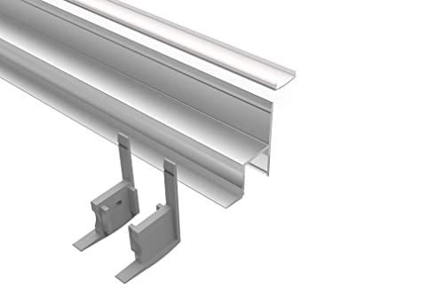 LED Aluminium Leiste (AD) Trockenbau Rigips Profil 2m eloxiert LED-Streifen/Strips Set mit mattierter Abdeckung und Endkappen von Tivendis