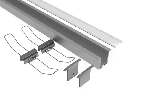 LED Aluminium Leiste (EK) Trockenbau Rigips Profil 2m eloxiert LED-Streifen/Strips Set mit mattierter Abdeckung, Halteklammern und Endkappen von Tivendis