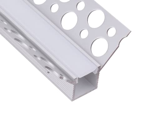 LED Aluminium Profil Unterputz Leiste Rigips Trockenbau 2M Lang für LED-Streifen Profil TW mit Abdeckung satiniert von Tivendis