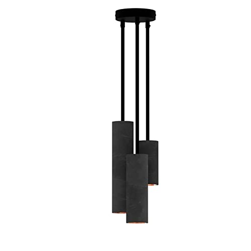 Tivendis Betoniq 3-fach Pendelleuchte Nara13/20/27 schwarz innen kupfer - Industrial Design Betonlampe Hängelampe mit LED Glühbirne und Fassung GU10 - Hängeleuchten & Pendelleuchten von Tivendis