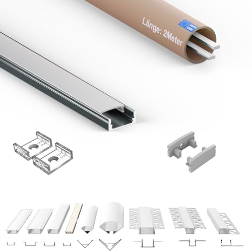 Tivendis LED Aluminium Profil 2m Set 6-teilig milchig | AF Aluprofil für LED streifen bis 12 mm 2er SET Tivendis LED Aluminium Profil 2m Set 6-teilig milchig | AF Aluprofil für LED streifen bis 12 mm 2er SET von Tivendis