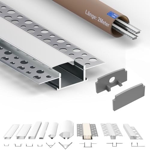 Tivendis LED Trockenbauprofil 2m mit Abdeckung mattiert | T1 Trockenbauprofile für LED Streifen 2er SET Tivendis LED Trockenbauprofil 2m mit Abdeckung mattiert | T1 Trockenbauprofile für LED Streifen 2er SET von Tivendis