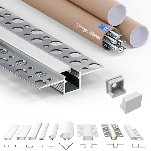 Tivendis LED Trockenbauprofil 2m mit Abdeckung milchig | UP Trockenbau Profile für LED Streifen 15er SET Tivendis LED Trockenbauprofil 2m mit Abdeckung milchig | UP Trockenbau Profile für LED Streifen 15er SET von Tivendis