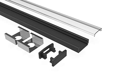 Tivendis Led Alu Profil 2 m AF2 schwarz Komplett Set für Strip/Streifen bis 12 mm breit | Abdeckung transpa, Endkappen, Befestigungclips | U-Form Aufputz Deckenleiste Wandprofil pulverbesch Tivendis Led Alu Profil 2 m AF2 schwarz Komplett Set für Strip/Streifen bis 12 mm breit | Abdeckung transpa, Endkappen, Befestigungclips | U-Form Aufputz Deckenleiste Wandprofil pulverbesch von Tivendis