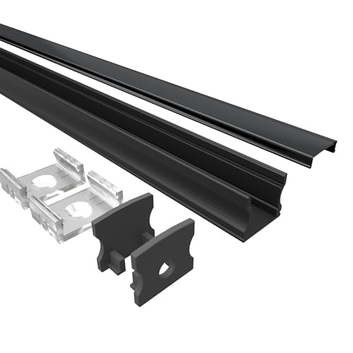 Tivendis Led Alu Profil 2 m AH Komplett Set für Strip/Streifen bis 12 mm breit | Abdeckung schwarz, Endkappen, Befestigungclips | U-Form Aufputz Deckenleiste Wandprofil eloxiert Tivendis Led Alu Profil 2 m AH Komplett Set für Strip/Streifen bis 12 mm breit | Abdeckung schwarz, Endkappen, Befestigungclips | U-Form Aufputz Deckenleiste Wandprofil eloxiert von Tivendis