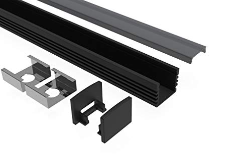 Tivendis Led Alu Profil 2 m AH2 schwarz Komplett Set für Strip/Streifen bis 12 mm breit | Abdeckung schwarz, Endkappen, Befestigungclips | U-Form Aufputz Deckenleiste Wandprofil pulverbeschichtet Tivendis Led Alu Profil 2 m AH2 schwarz Komplett Set für Strip/Streifen bis 12 mm breit | Abdeckung schwarz, Endkappen, Befestigungclips | U-Form Aufputz Deckenleiste Wandprofil pulverbeschichtet von Tivendis