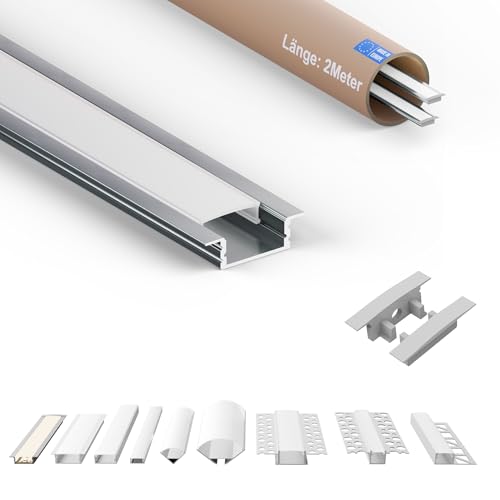 Tivendis Led Alu Profil 2 m EF Komplett Set für Strip/Streifen bis 12 mm breit | Abdeckung satiniert milchig, Endkappen | Einbau Fußleisten Flachprofil eloxiert 2er SET Tivendis Led Alu Profil 2 m EF Komplett Set für Strip/Streifen bis 12 mm breit | Abdeckung satiniert milchig, Endkappen | Einbau Fußleisten Flachprofil eloxiert 2er SET von Tivendis