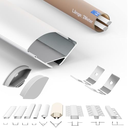 Tivendis Led Alu Profil 2 m ER20 Komplett Set für Strip/Streifen bis 20 mm breit | Abdeckung satiniert milchig, Endkappen, Befestigungclips | L-Form Winkel Ecke Winkelprofil 2er SET Tivendis Led Alu Profil 2 m ER20 Komplett Set für Strip/Streifen bis 20 mm breit | Abdeckung satiniert milchig, Endkappen, Befestigungclips | L-Form Winkel Ecke Winkelprofil 2er SET von Tivendis