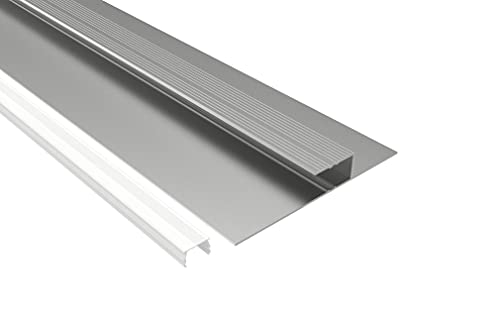 Tivendis Led Alu Profil 2 m TB2 mit Zubehör für Strip/Streifen bis 11 mm breit | Abdeckung satiniert milchig | Einbau Trockenbau Abschlussleiste Abschlussprofil Deckenleiste eloxiert von Tivendis