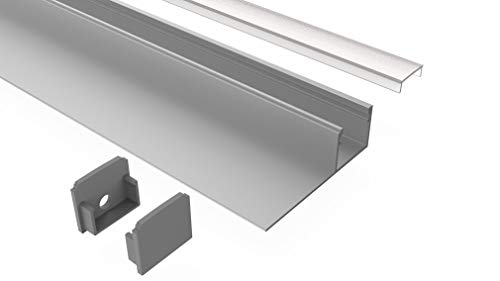 Tivendis Led Alu Profil 2 m TB4 mit Zubehör für Strip/Streifen bis 14 mm breit | Abdeckung satiniert milchig | Einbau Trockenbau Abschlussleiste Abschlussprofil Deckenleiste eloxiert Tivendis Led Alu Profil 2 m TB4 mit Zubehör für Strip/Streifen bis 14 mm breit | Abdeckung satiniert milchig | Einbau Trockenbau Abschlussleiste Abschlussprofil Deckenleiste eloxiert von Tivendis