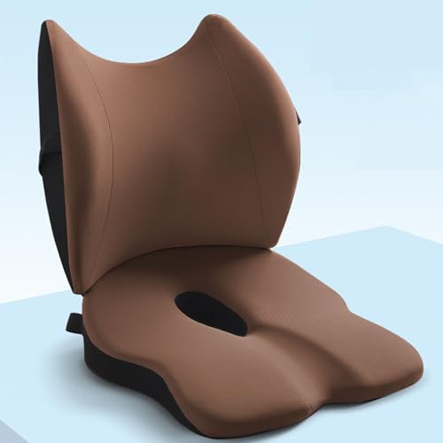 Tivezlor Lordosenstützkissen mit Sitzkissen, Memory Foam-Lendenkissen, Schmerzlinderung, ergonomisches orthopädisches Lendenkissen für Büro, Auto, Zuhause,Braun von Tivezlor