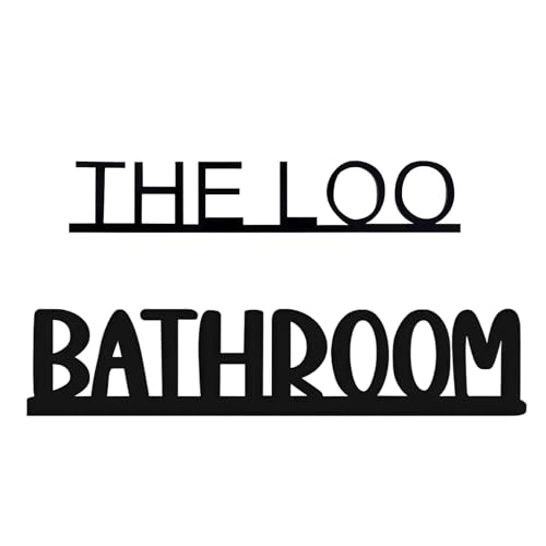 Tivleed Badezimmerschild, WC-Schild, Badezimmer-Dekoration, Holztürschild, 2 Stück, Naturholz, schwarzes Finish, Wandkunst im Bauernhaus-Stil, Wandkunst für Zuhause, Türdekoration, 5,9 x 28,3 cm und Tivleed Badezimmerschild, WC-Schild, Badezimmer-Dekoration, Holztürschild, 2 Stück, Naturholz, schwarzes Finish, Wandkunst im Bauernhaus-Stil, Wandkunst für Zuhause, Türdekoration, 5,9 x 28,3 cm und von Tivleed