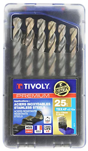 TIVOLY 11456170017 G Set mit 25 Premium Tbx 4f HSS Cobalt Revetu Blade, 4-seitiger Schärfung, enthält Ø 1 bis 13 mm x 1/2 mm von Tivoly