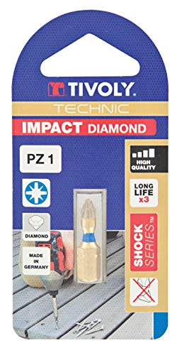 Timoly 11523220001 3 Stück Diamant-Schrauber-Bits Impact Torsion für Schrauben Pozidriv Pz1-2-3 Schraubendreher von Tivoly