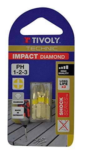 Timoly 11523320001 3 Stück Diamant-Schrauber-Bits Impact Torsion für Schrauben Philips PH1-2-3 Schraubendreher von Tivoly