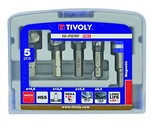 Tivoly 10332370002 FNH04 Nussbaumfräser HSS bis 90 Grad Hexa Ø 8,3 bis 16,5 mm + 1 Bithalter von Tivoly