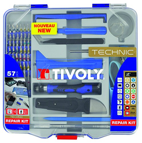 Tivoly 11501570042 Öffnung/Reparatur von Smartphone/Elektro/Elektronikgeräten, Grau, 57-teiliges Set von Tivoly