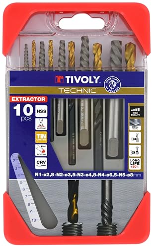 Tivoly 11901170052 Clipster-Bohrer mit Abzieher zum Entfernen von gebrochenen Bolzen/Schrauben, Grau, 10-teiliges Set von Tivoly