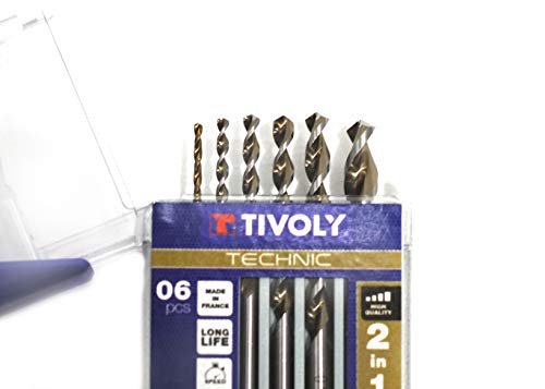 tivoly 10804470002 Bohrerkassette 2 in1 bois-metal Technic graduiert, grau, Bronze, 6-teiliges Set von Tivoly