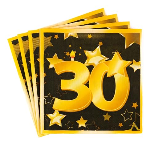 30 Geburtstag Deko Servietten schwarz/gold - Originelle Geburtstagsdeko 30 für einen gelungenen 30 Geburtstag Männer oder Frauen - Tiwoca von Tiwoca
