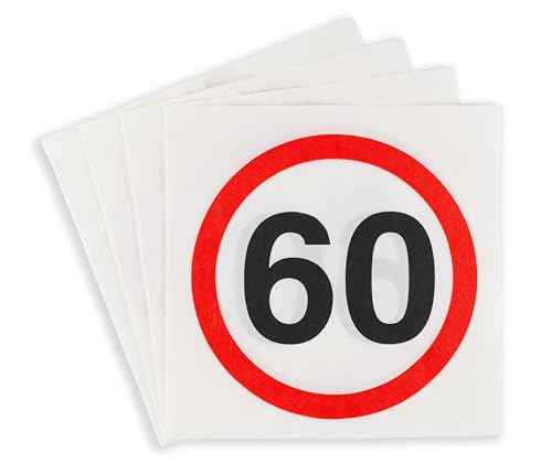60 Geburtstag Deko Servietten Verkehrszeichen rot/weiß - Originelle Geburtstagsdeko 60 für einen gelungenen 60 Geburtstag Frau oder Mann - Tiwoca von Tiwoca