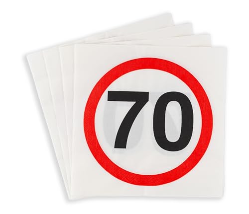 70 Geburtstag Deko Servietten Verkehrszeichen rot/weiß - Originelle Geburtstagsdeko 70 für einen gelungenen 70 Geburtstag Mann oder Frau - Tiwoca von Tiwoca