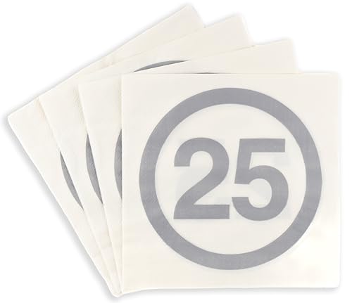 Silberhochzeit Deko Servietten silber - Originelle 25 Geburtstag Deko, Tischdeko Silberhochzeit oder für das Jubiläum 25 Jahre - Geburtstagsdeko 25 Jahre Frau oder Mann - Tiwoca von Tiwoca
